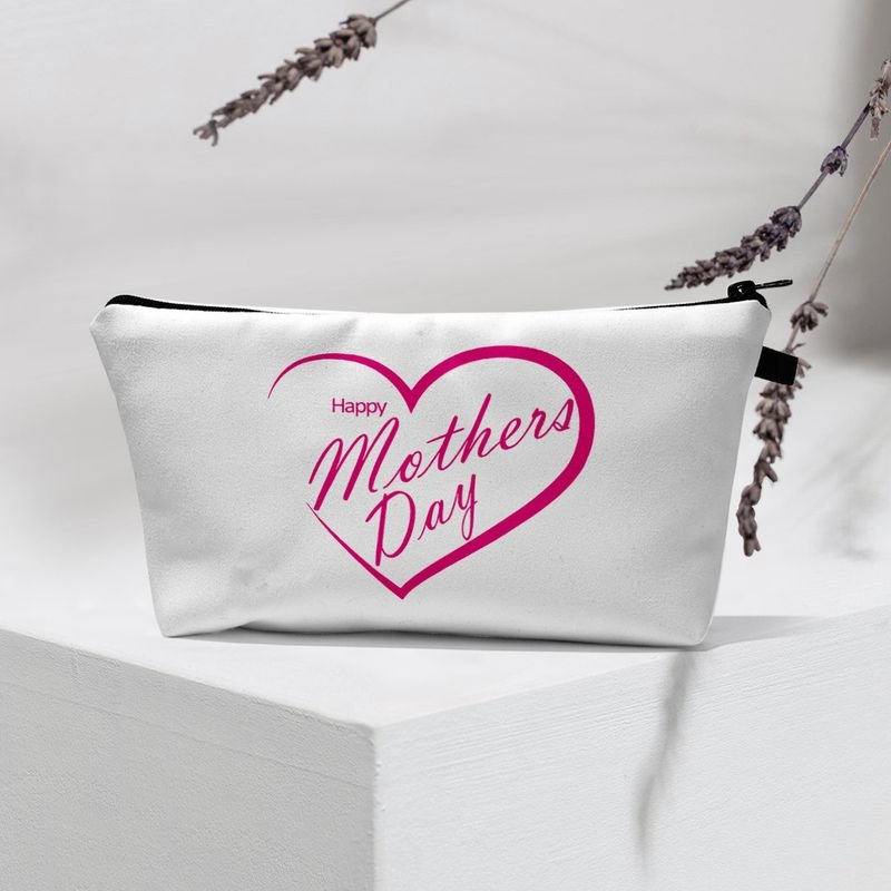 Mother Day Women Fashion Heart-Shaped Letter Print Multi-Functional Travel Storage Cosmetic Bag
