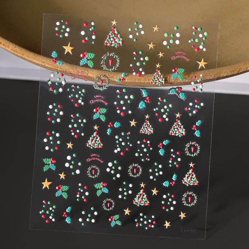 Christmas Relief Cartoon Santa Claus Snowman Snowflake Relief Nail Sticker