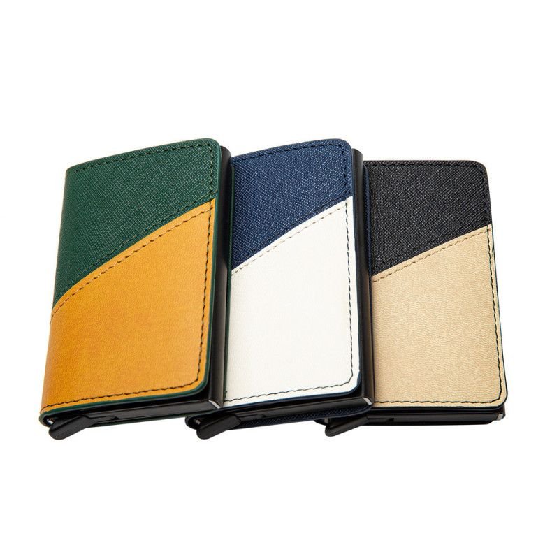 Fashion Contrast Color Aluminum Alloy Anti-Theft Card Bag