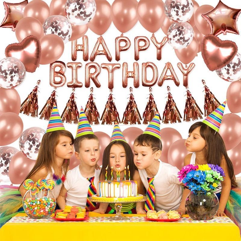 Birthday Party DIY Decorations Rose Gold Balloons Set