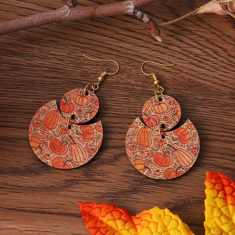 Thanksgiving Pumpkin Wood Earrings