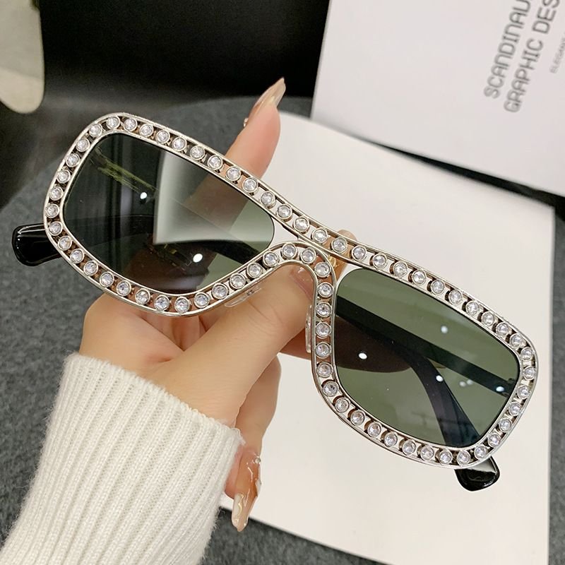 Fashion Men'S And Women'S Square Rhinestone Sunglasses