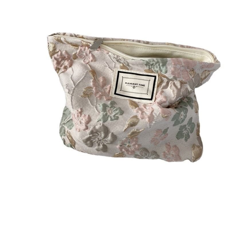 Embossed Flower Cosmetic Bag Large Capacity
