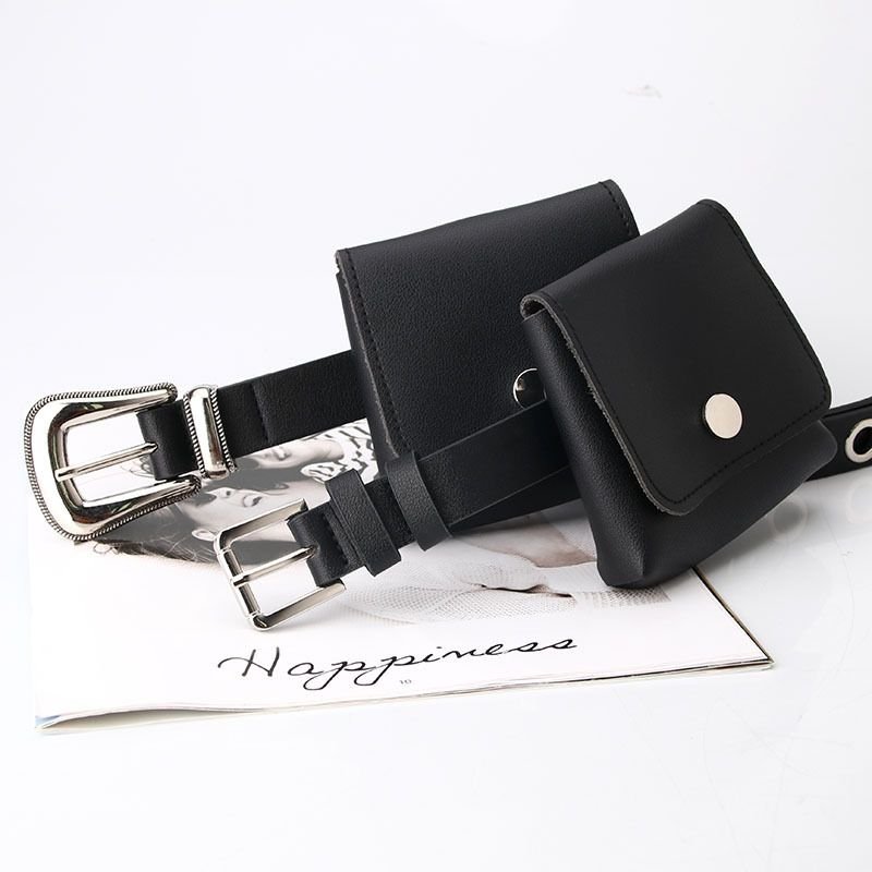 Women Fashion Simple Mini Waist Bag Decorative PU Belt
