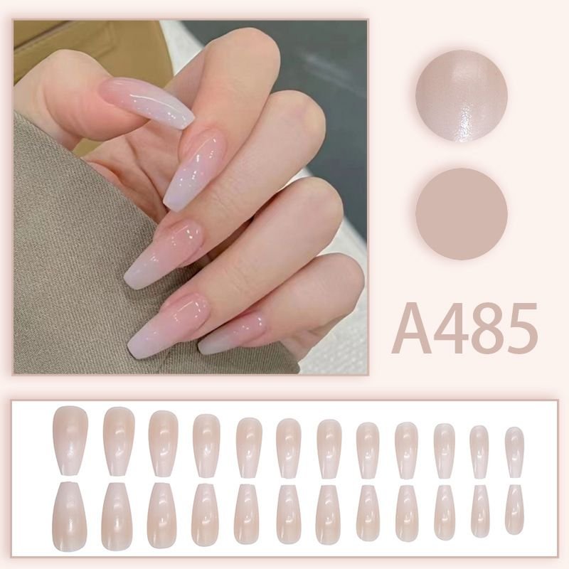 Gentle Simple Style Nail Art Patch Solid Color Ice Transparent Gradient Women Detachable Wearable Fake Nail Patch
