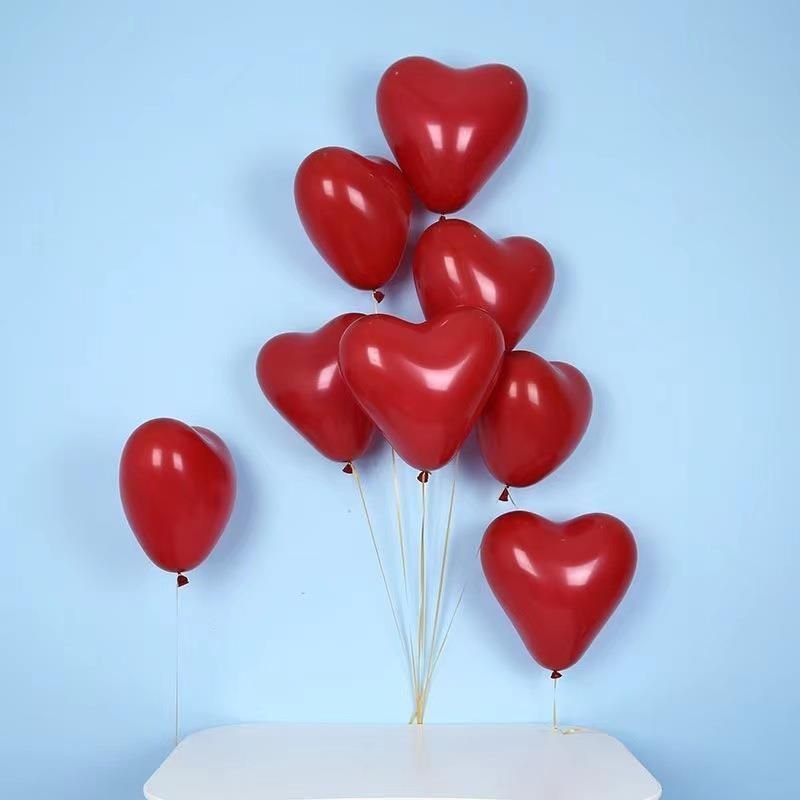 Wedding Birthday Confession Decoration Pomegranate Red Love Balloon Scene Layout 50 Pieces-Pack