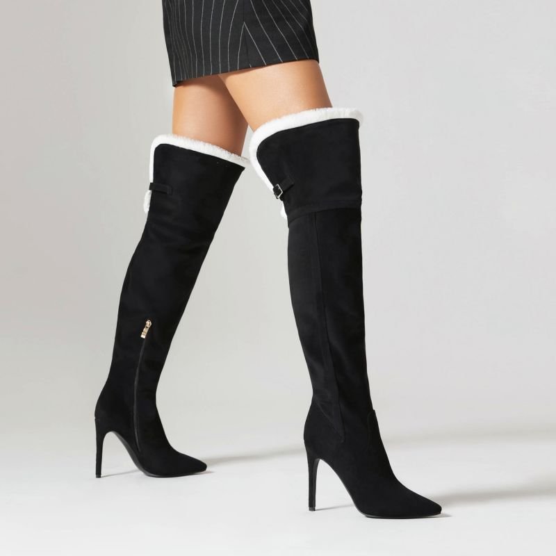Autumn And Winter Women Fashionable Plush Pointed High Heel Over-The-Knee Boots