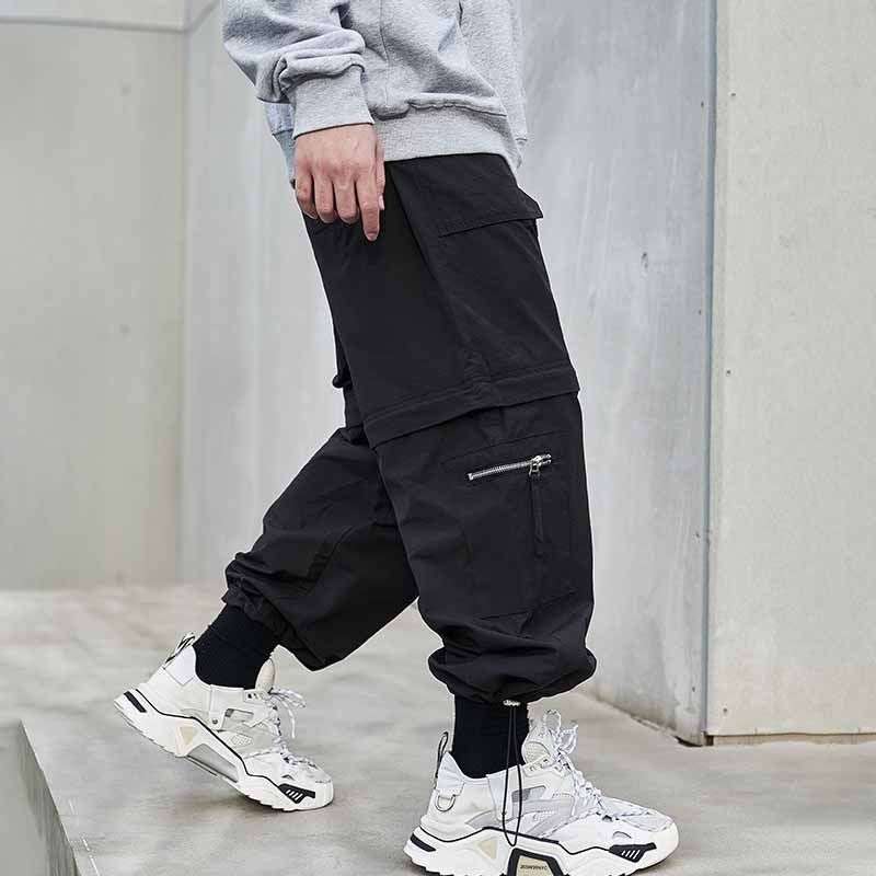 Men Fashion Casual Street Tide Alphabet Drawstring Waist Cargo Pants